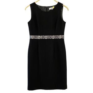 VINTAGE Kasper Womens size 4 Beaded Cocktail Dress Black Sleeveless CLASSIC